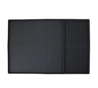 Adfaga Tapis de machine à café en silicone antidérapant double zone avec bac de vidange pour comptoir de cuisine, station de bar, tapis anti-goutte de chaleur, grande taille 61 x 4 (Noire)