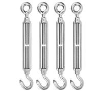 Adfaga Tendeur à oeil de crochet en acier inoxydable 304 vis de montage réglable robuste pour outil de tension extérieur marin de bateau portant 300 kg taille M10 4 pièces