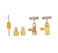 Adfaga Vanne de distribution auto-scellante R134A en laiton avec adaptateurs de réservoir de réfrigérant pour climatiseur, voiture, camion, système CVC, entretien et réparation, co