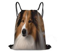 ADFGYERH Sac à dos pour chien de berger Shetland, cordon de serrage ouvert, sac à dos pratique et portable, petit sac à dos adapté pour la vie quotidienne, le travail de bureau, les voyages et