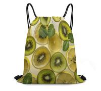 ADFGYERH Tranches de citron et kiwi dans un sac à boisson, design à cordon de serrage, sac à dos pratique et portable, petit sac à dos adapté pour la vie quotidienne, le travail de bureau, les voyages