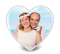 ADFSTONE Photo Céramique Personnalisée pour Pierre Tombale - Cadre Photo Étanche pour Tombe - Portraits Commémoratifs en Porcelaine - Cœur Funéraire Personnalisé