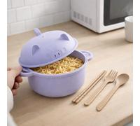Adftccp Bol Ramen Micro Ondes Avec Passoire Set, Cuiseur De Nouilles Design Cochon Avec Baguettes Cuillère Et Fourchette, Bol Repas Pour Étudiants Bureau Maison Dortoir (B)