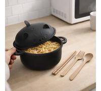 Adftccp Bol Ramen Micro Ondes Avec Passoire Set, Cuiseur De Nouilles Design Cochon Avec Baguettes Cuillère Et Fourchette, Bol Repas Pour Étudiants Bureau Maison Dortoir (C)