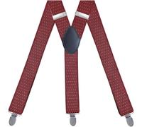 ADGCFKOP Bretelles ， Élastique réglable à trois clips en forme de Y de 1,4 pouces for hommes(15 Wine Red Spot)