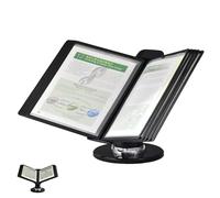 ADGCFKOP Présentoir de Catalogue Noir en PVC et métal, 10 Pochettes d'affichage Double Face, Format Lettre, Bureau de référence Durable et Peu encombrant, Facile à Installer