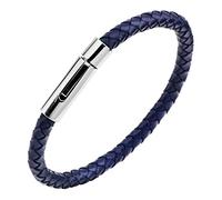 ADGJL Bracelet Cuir Femme,Bracelet en Cuir De Mode Bleu Marine À La Main Tressé Minimalisme Manchette Bracelet Bracelets Personnalisés Fermoir Poli pour Hommes Femmes Cadeau