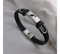 ADGJL Bracelet Cuir Homme Manchette,Bracelet De Manchette en Cuir Classique À La Main Tressé Bracelet Noir Punk Poli Gravé Dauphin avec Fermoir Charme Bijoux pour Femmes Hommes Cadeau