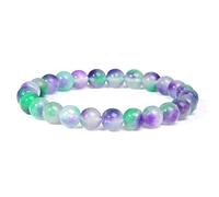 ADGJL Bracelet Pierre Naturelle Homme, 7 Chakra Perle De Pierre Naturelle Bracelet Vert Violet Fluorite Quartz Élastique Bracelet Yoga Mode Charme Bijoux Pour Hommes Dames Cadeau De Noël