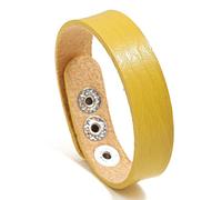 ADGJL Femme Cuir Bracelet,Bracelet De Manchette en Cuir Minimalisme Bracelet Jaune Fait À La Main Tressé Classique Bijoux De Mode Bouton-Pression Caché pour Couple Cadeau D'Anniversaire2 Pc/Ensemble