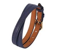 ADGJL Manchette en Cuir Classique Bleu Marine Tressé À La Main - Bracelet Doré Poli À Une Seule Broche Fermoir - Mode Accessoire pour Femmes Hommes Couple Cadeau