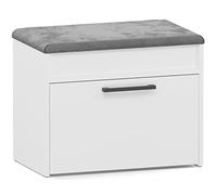 ADGO Armoire à Chaussures avec Assise Dimensions 35 cm x 60 cm 49 cm Élégante Armoire à Chaussures Assise avec Rangement pour Chaussures pour Couloir (Blanc Mat)