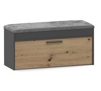 ADGO Armoire à Chaussures avec siège, Dimensions 35x100x49 cm Armoire à Chaussures, siège avec Rangement à Chaussures pour Couloir, Armoire Tendance avec siège rembourré (Anthracite/Artisan)