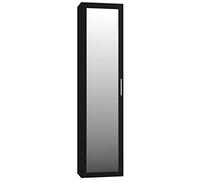 ADGO Armoire avec Miroir, Penderie pour Couloir, Espace pour Suspendre Vêtements, 2 étagères, Cintres, Vestiaires, Vestiaire Compact pour Entrée (Noir)(Envoyé en 2 Colis)