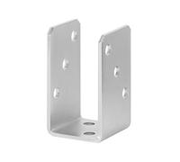 ADGO Base de barre, pied de mât, à visser, en forme de U, support de poteau, vis, ancrages de fixation au sol, ancrage de fixation du mât, acier galvanisé, argent (50 mm)