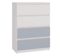 ADGO - Commode avec Tiroirs - Buffet Style Malwa Arteso pour Salon - 70 cm de Large, 75 cm de Haut - pour Chambre à Coucher, d’Enfant, Ado, Entrée - 4 Tiroirs Spacieux - Bleu