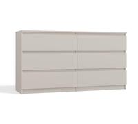 ADGO - Commode Malwa M6 - Commode avec Façades de Tiroirs sans Poignées - 6 Tiroirs Spacieux sur Coulisses à roulettes - Pratique et Moderne - 30 x 120 x 75 cm - Kaschmir
