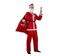ADGO - Costume Pere Noel Adulte - Deguisement Adulte - avec Barbe, Bonnet & Ceinture - 5-12 Pièces - Deguisement Noel pour Hommes - Santa - 8 el