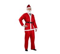 ADGO - Costume Pere Noel Adulte - Deguisement Adulte - avec Barbe, Bonnet & Ceinture - 5-12 Pièces - Deguisement Noel pour Hommes - Santa - 5 el 1 ver