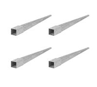 ADGO Douille à enfoncer dans le sol - Kit de 4 supports de poteau 60x60 Longueur 750 mm - Ancrage pour poteau en bois - Galvanisé à chaud