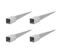 ADGO Douille à enfoncer dans le sol - Set de 4 supports de poteau 70x70 Longueur 750 mm - Ancrage pour poteau en bois - Galvanisé à chaud