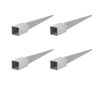 ADGO Douille à enfoncer dans sol - Set de 4 Supports de Poteau 100x100 Longueur 750 mm - Ancrage sol pour Poteau en Bois - Galvanisé à Chaud