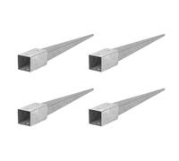 ADGO Douille à enfoncer dans sol - Set de 4 Supports de Poteau 80x80 Longueur 750 mm - Ancrage de sol pour Poteau en Bois - Galvanisé à Chaud