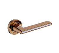 ADGO Elika Poignée intérieure élégante avec poignée décorative Forme inhabituelle 123 mm Rosace divisée ronde 50 mm de diamètre Poignée intérieure pratique moderne Finition solide (or rose/blanc)