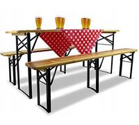 ADGO Ensemble de Bière en Bois Ensemble de Meubles de Jardin Pliant 180 cm : Table + 2 Bancs, Mobilier de Gastronomie Portable pour Jardins de Bière, Événements en Plein Air Festivals Foires