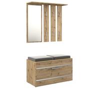 ADGO Ensemble de Meubles de Couloir 3 en 1, armoires, miroirs et cintres et Armoire à Chaussures, Garde-Robe compacte pour Votre entrée - chêne Artisanal - Livraison en 2 Paquets