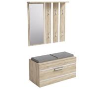 ADGO Ensemble de Meubles de Couloir 3 en 1, armoires, miroirs et cintres et Armoire à Chaussures, Garde-Robe compacte pour Votre entrée - chêne Sonoma - Livraison en 2 Paquets