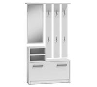 ADGO - Ensemble de Meubles de Couloir - Armoires, miroirs, cintres et Armoire à Chaussures - 6 cintres pour vêtements et Manteaux, vêtements de Couloir - Garde-Robe compacte pour Votre entrée (Blanc)