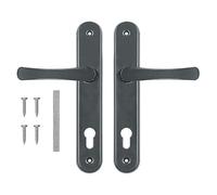 ADGO Ensemble de Poignées de Poignée de Porte pour Une Incrustation de Gâteau éponge de 60 mm, Poignée en Aluminium, Rosace en Acier Enduit de Poudre Galvanisé, Gauche et Droite, Gris