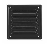 ADGO Grille d'aération en acier - 16,5 x 16,5 cm - Avec moustiquaire - Noir