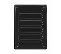 ADGO Grille d'aération - Grille extérieure Murale - Plat en métal avec Grille vissée - pour cheminée - avec moustiquaire - 14 x 21 cm - Noir, 14x21