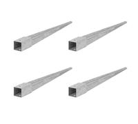 ADGO Douille à enfoncer dans le sol - Kit de 4 supports de poteaux 45x45 Longueur 600 mm - Ancrage de sol pour poteaux en bois - Galvanisé à chaud - Douille à enfoncer dans le sol - Ancre