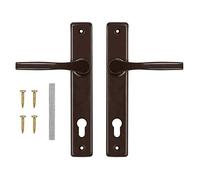 ADGO Lot de 72 poignées de porte gauche et droite - En aluminium - Acier galvanisé - Une poignée pour une serrure étroite sur une longue plaque peinte (marron)
