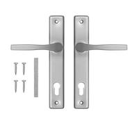 ADGO Lot de 72 poignées de porte gauche et droite - Poignée de porte en aluminium et acier galvanisé - Une poignée pour serrure étroite sur une longue assiette peinte (argenté)