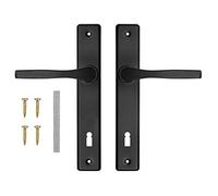 ADGO Lot de poignées de porte pour serrure à cichlidé, clé 72 poignées de porte gauche droite en aluminium galvanisé - Poignée pour une serrure étroite sur une longue assiette peinte (noir)