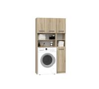 ADGO Marpol Set de Salle de Bain 30x96x183 cm, Armoire pour Machine à Laver + étagère de Salle de Bain Poller, Armoire Haute (Livraison en 2 Paquets) (Sonoma)