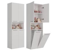 ADGO Meuble de Salle de Bain avec 2 Paniers à Linge, Haut, Armoire Haute, étagère, Panier à Linge Intégré, Bac à Linge, de Rangement, Autoportant (Blanc) (Expédié en 2 Packs)