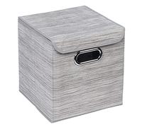 ADGO Miami Boîte Pliante avec Poignée, Boîte en Tissu, Boîte à Lumière, Boîte de Rangement et Boîte d'organisation, Boîte à Vêtements, Tissu, Beige (27 x 27 x 28 cm, avec Couvercle)