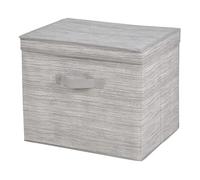 ADGO Miami Boîte Pliante avec Poignée, Boîte en Tissu, Boîte à Lumière, Boîte de Rangement et Boîte d'organisation, Boîte à Vêtements, Tissu, Beige (40 x 25 x 30 cm, avec Couvercle)