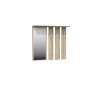 ADGO Opale Ensemble de meubles de couloir 2 en 1, dressing, 6 crochets et étagères, ensemble de placard, panneau de penderie, table murale rectangulaire, miroir de garde-robe (miroir + cintre, chêne Sonoma)