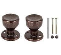 ADGO Poignée Bouton Rotatif Double Face Pour la Porte de la Porte, Portail, Balcon, Terrasse, Acier Enduit de Poudre, Diamètre du Bouton 45 mm, Cuivre