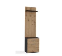 ADGO - Porte-Manteau Duo avec Meuble à Chaussures et Assise - Garde-Robe pour Entrée - Armoire Ouverte - Largeur 50 cm - Couleur Anthracite/Artisanhe
