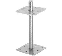 ADGO Poteau à base carrée réglable avec une vis 160 x 160 mm, support d'ancrage pour poteau, fixation de l'ancrage à la vis avec réglage en hauteur, tôle d'acier galvanisée argent, 1 pièce