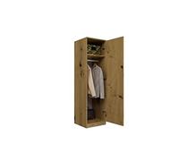 ADGO SD-50 - Armoire étroite pour vêtements - Chêne Artisanal - 50 x 50 x 180 cm - Armoire Multi-usages - Cintres et étagère de Plafond (Livraison en 2 Paquets)