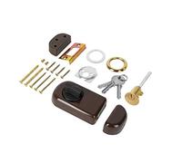 ADGO Serrure De Porte Ergo En Saillie, Supplémentaire Avec Bouton, Insert Rond Et 3 Clés, Mécanisme En Acier, 4 Couleurs, Cylindre Extérieur, Serrure De Coffre (50 mm, Marron)