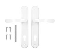 ADGO Ensemble de Poignées de Poignée de Porte pour Une Incrustation de Gâteau éponge de 90 mm, Poignée en Aluminium, Rosace en Acier Enduit de Poudre Galvanisé, Gauche et Droite, Blanc